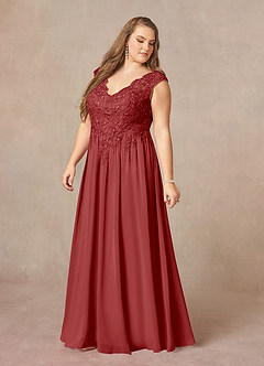 Azazie Amethyst Mother of the Bride Dresses Rust A-Line V-Neck Sequins Chiffon Dress image12