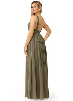 Azazie Kora Bridesmaid Dresses Willow Green A-Line Pleated Chiffon Dress image3