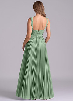 Azazie Mina 신부 들러리 드레스 A라인 주름진 쉬폰 바닥 길이 드레스 image7