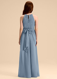 Azazie Malone Junior A라인 주름진 쉬폰 플로어 길이 주니어 신부 들러리 드레스 image2