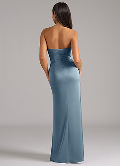 Azazie Marla Bridesmaid Dresses Dusty Blue Sheath Strapless Stretch Satin Convertible Dress image6