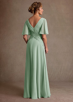 Azazie Milliat At-home Try On Dresses Agave A-Line Lace Chiffon Dress image3