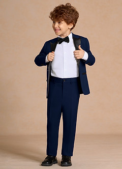 front Michael Bleu Marin Smokings à revers pointus pour garçons