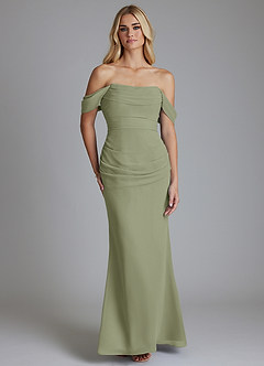 Azazie Luiza Bridesmaid Dresses Pistachio Mermaid Off the Shoulder Chiffon Dress image5