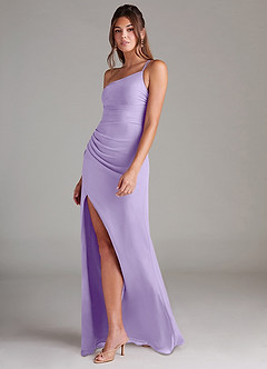 Azazie Eren Brautjungfernkleider Etui One-Shoulder Chiffon Kleid Flieder image5