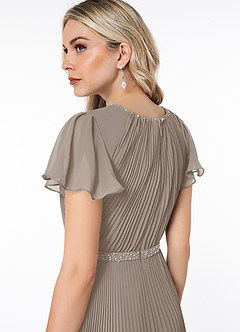 Azazie Kara Modest Bridesmaid Dresses A-Line Pleated Chiffon Floor-Length Dress image6