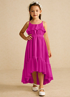 Azazie Karmen Flower Girl Dresses Fuchsia A-Line Ruched Chiffon Dress image5