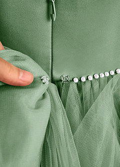 Azazie Tinie Robe Demoiselle D'honneur Fillette Robe Princesse en Tulle Arc Matcha image8