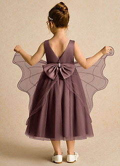 Azazie Pear Flower Girl Dresses Espresso Ball-Gown Bow Tulle Dress image3