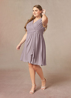 Azazie Theron Mother of the Bride Dresses Dusk A-Line V-Neck Pleated Chiffon Dress image8