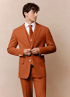 front James Burnt Orange Structured Stretch 3-piece suit