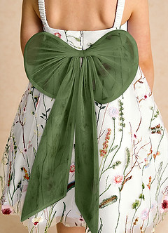 Azazie Peppa vestidos de niña de las flores Vestido de Marfil Oliva de Tul de Corte En A con Escote de Corazón image6