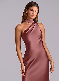 Azazie Seona Robes de demoiselle d'honneur Robe Sirène en Satin extensible Une épaule Améthyste image2