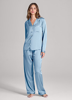 front Pigiama in raso con maniche lunghe e pantaloni coordinati