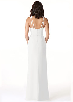 Azazie Leo Bridesmaid Dresses White Mermaid V-Neck Pleated Chiffon Dress image2