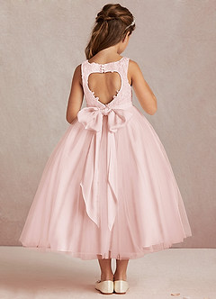 Azazie Calla Flower Girl Dresses Blushing Pink Ball-Gown Lace Tulle Dress image3