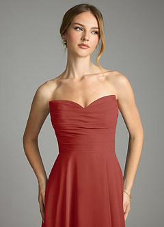 Azazie Ayla Abiti da Damigella Abito A-Line in Chiffon Scollo a Cuore Terracotta image4