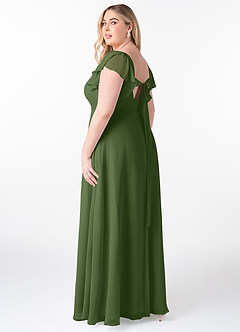 Azazie Syenna Bridesmaid Dresses Olive A-Line Ruched Chiffon Dress image9