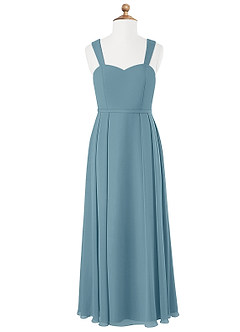 Azazie Simoan Junior Vestido de Azul Malhumorado de Gasa de Corte En A con Escote de Corazón image4