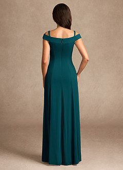 Azazie Ewa Mother of the Bride Dresses Pine A-Line Off the Shoulder Mesh Dress image8