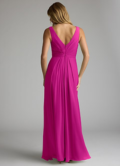 Azazie Gina Vestidos de damas de honor Vestido de Fucsia de Gasa de Corte en A con Cuello en V Plisado image5