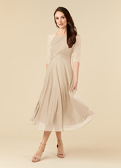 Azazie Gracelyn Mother of the Bride Dresses A-Line Lace Tea-Length Dress image3