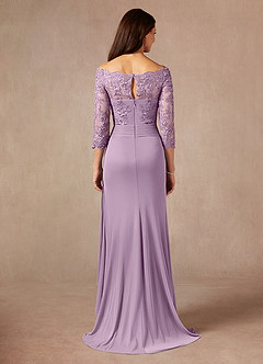 Azazie Rhonda Mother of the Bride Dresses Wisteria Mermaid Off the Shoulder Mesh Dress image2