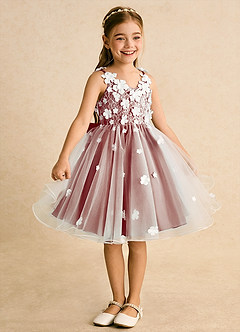Azazie Junebug vestidos de niña de las flores Vestido de Marfil Terracotta de Tul de Princesa con Encaje image5