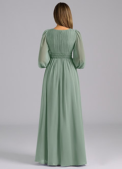 Azazie Palerma Bridesmaid Dresses Silver Sage A-Line Long Sleeve Chiffon Dress image2
