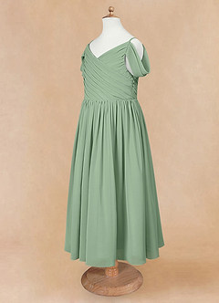 Azazie Chelle Vestidos de florista Vestir Matchá de Chiffon de Linha A com Plissado image8