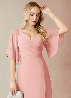 Azazie Cierra Bridesmaid Dresses Rosette A-Line V-Neck Chiffon Dress image6