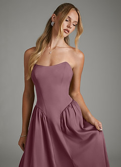 Azazie Arden Bridesmaid Dresses Amethyst A-Line Corset Stretch Satin Dress image3
