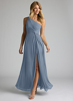 Azazie Brooke Bridesmaid Dresses Twilight A-Line One Shoulder Mesh Dress image2