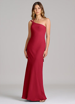 Azazie Monroe Suknie dla druhen Osłona Jedno ramię Szyfon Do ziemi Sukienka image1