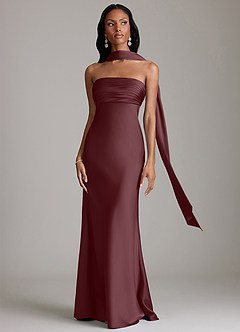 Azazie Saylor Vestidos de damas de honor Vestido de Sangrado de Satén Elástico de Corte Sirena con Sin tirantes image9