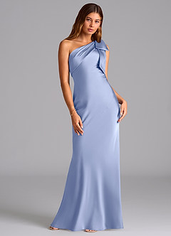 Azazie Yuanna Robes de demoiselle d'honneur Robe Sirène en Satin extensible Ue épaule Eis image3