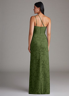 Azazie Eren Jurken voor bruidsmeisjes Jurk van Bloemen Burn-out met Kolom One-Shoulder Olijf image2