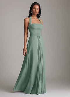 Azazie Clarisa Vestidos de prueba en casa Vestido Rosa Polvorienta de Gasa de Línea A con Plisado image1