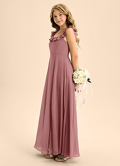 Azazie Callie Junior Desert Rose A-Line Ruched Chiffon Dress image7