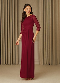 Azazie Zolla Abiti per la Madre della Sposa Abito A-Line in Chiffon Pizzo Borgogna image3