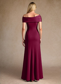 Azazie Pierce Mother of the Bride Dresses Burgundy Mermaid Pleated Stretch Crepe Dress image3
