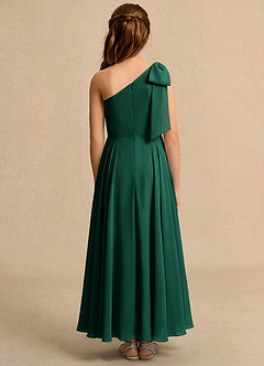 Azazie Guppy Girls Formal Flower Girl Dresses Emerald A-Line One Shoulder Chiffon Dress image2
