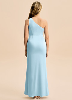 Azazie Akilah Junior Abito Tubino in Raso Elasticizzato Plissettato Azzurro image6