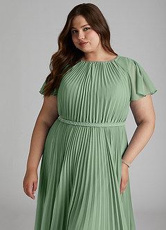 Azazie Kara Modest Bridesmaid Dresses A-Line Pleated Chiffon Floor-Length Dress image15