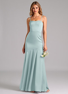 Azazie Shiloh Bridesmaid Dresses Mist Mermaid Strapless Stretch Satin Convertible Dress image2