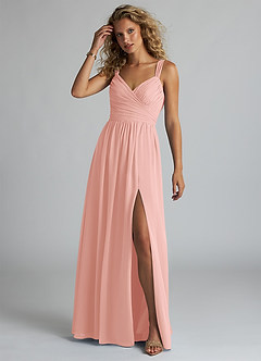 Azazie Aziza Bridesmaid Dresses Rosette A-Line V-Neck Pleated Chiffon Dress image2