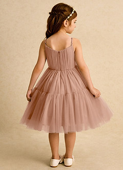 Azazie Osea Sukienki dla dziewczynek sypiących kwiaty Suknia balowa Pofałdowany Tiul Długość do kolan Sukienka image2