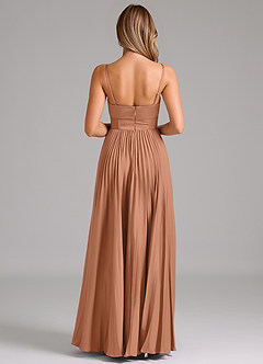 Azazie Akiko Robes de demoiselle d'honneur Robe Trapèze en Satin extensible Encolure en Forme de Cœur Bronze image2