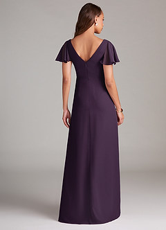 Azazie Soren Brautjungfernkleider A-Linie Gestreift Chiffon Kleid Pflaume image2