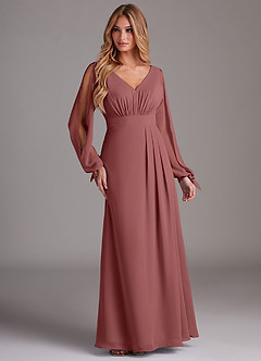 Azazie Matilda Bridesmaid Dresses Amethyst A-Line Long Sleeve Chiffon Dress image4